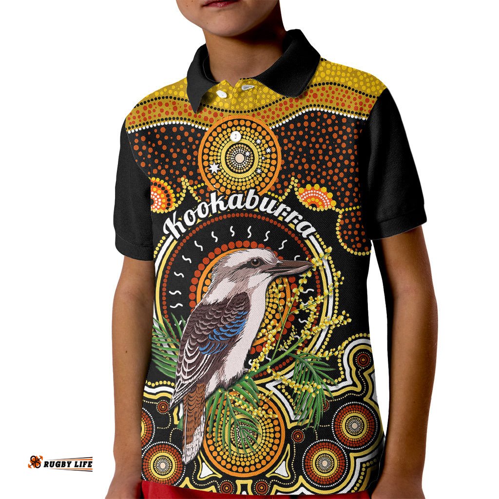 Personalised Australian Astrology Kid Polo Shirt Aboriginal Kookaburra Zodiac Sign