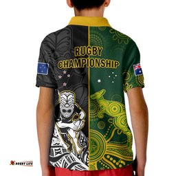 Australia Rugby Mix Aotearoa Rugby Polo Shirt KID Wallabies All Black Special Version