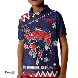 Custom Melbourne Demons Football Kid Polo Shirt Narrm Christmas Vibe-