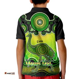 Personalised Australia Aquarius Emu Zodiac Kid Polo Shirt Auz Astrology Aboriginal - Green