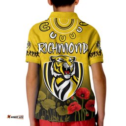 Richmond AnzacPolo Shirt KID Tigers Aboriginal Poppy