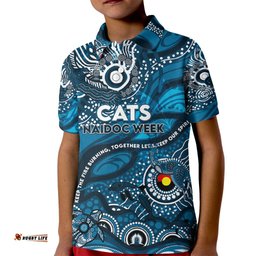 Custom NAIDOC Week 2024 Blues Kid Polo Shirt Aboriginal Animals Keep The Fire Burning