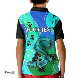 Personalised Australia Lizard Kid Polo Shirt Aboriginal Tribal Art Stylization