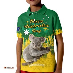 Australia Day Polo Shirt KID Koala Sydney Opera House National Color
