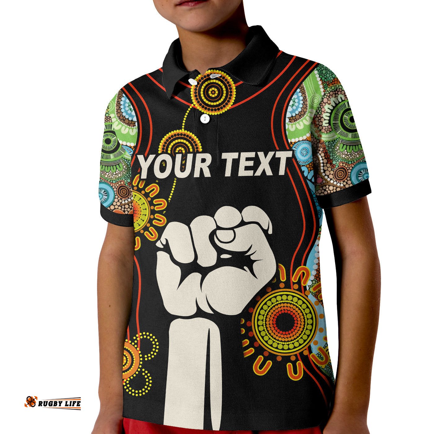 Custom Personalised NAIDOCPolo Shirt KID Proud History of Getting Up Standing Up and Showing Up