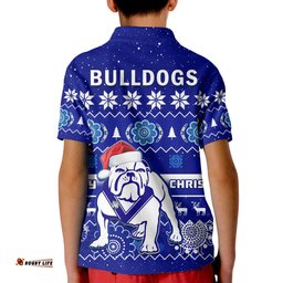 Bulldogs Rugby Christmas Polo Shirt KID Berries Merry Xmas Aboriginal Art