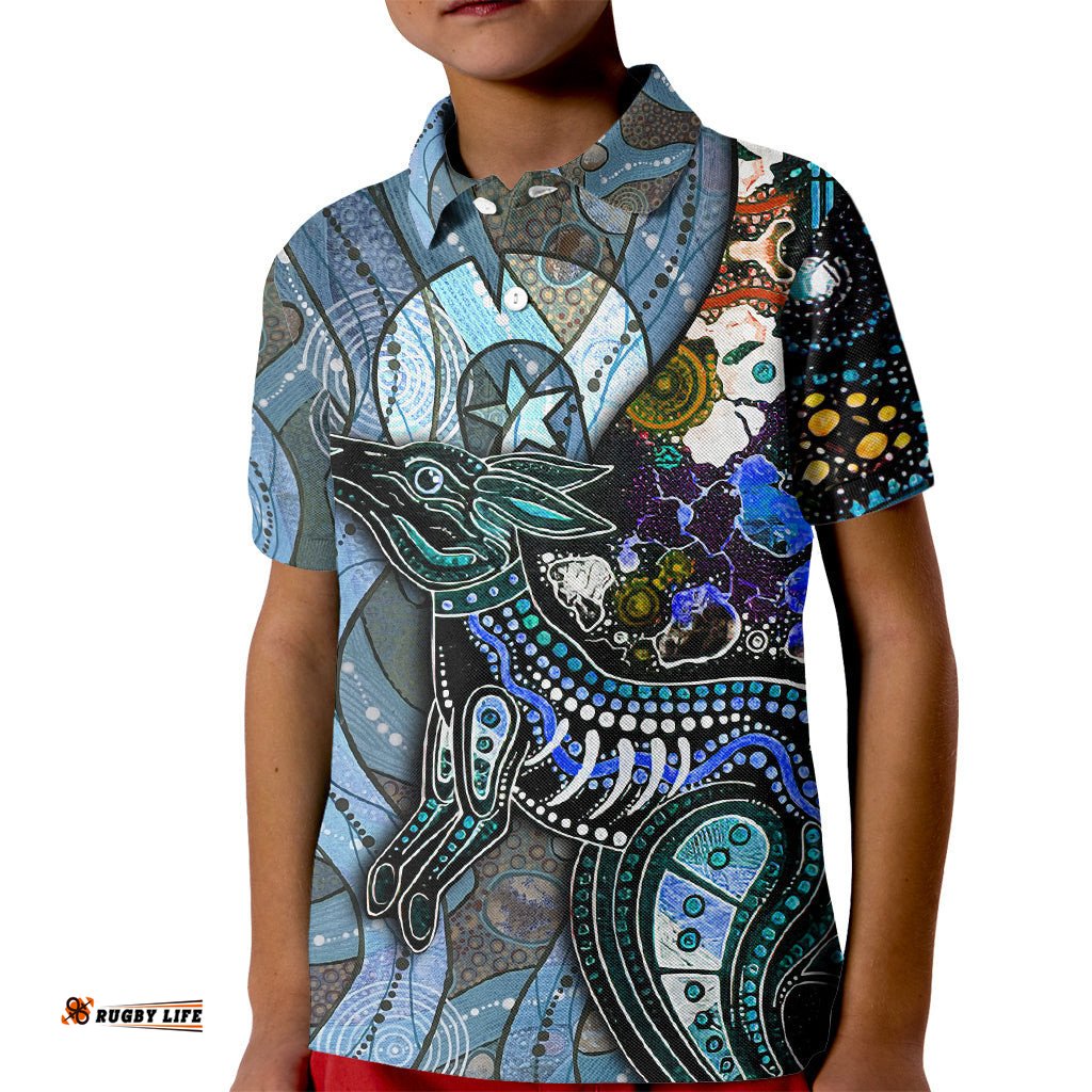 Kangaroo Aboriginal Pattern Dot Art Kid Polo Shirt TS04