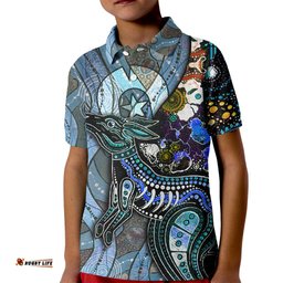 Kangaroo Aboriginal Pattern Dot Art Kid Polo Shirt TS04
