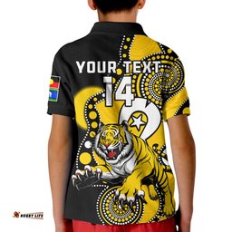 Custom Text And Number Richmond Football NAIDOCPolo Shirt KID Tigers For Our Elders Indigenous Art