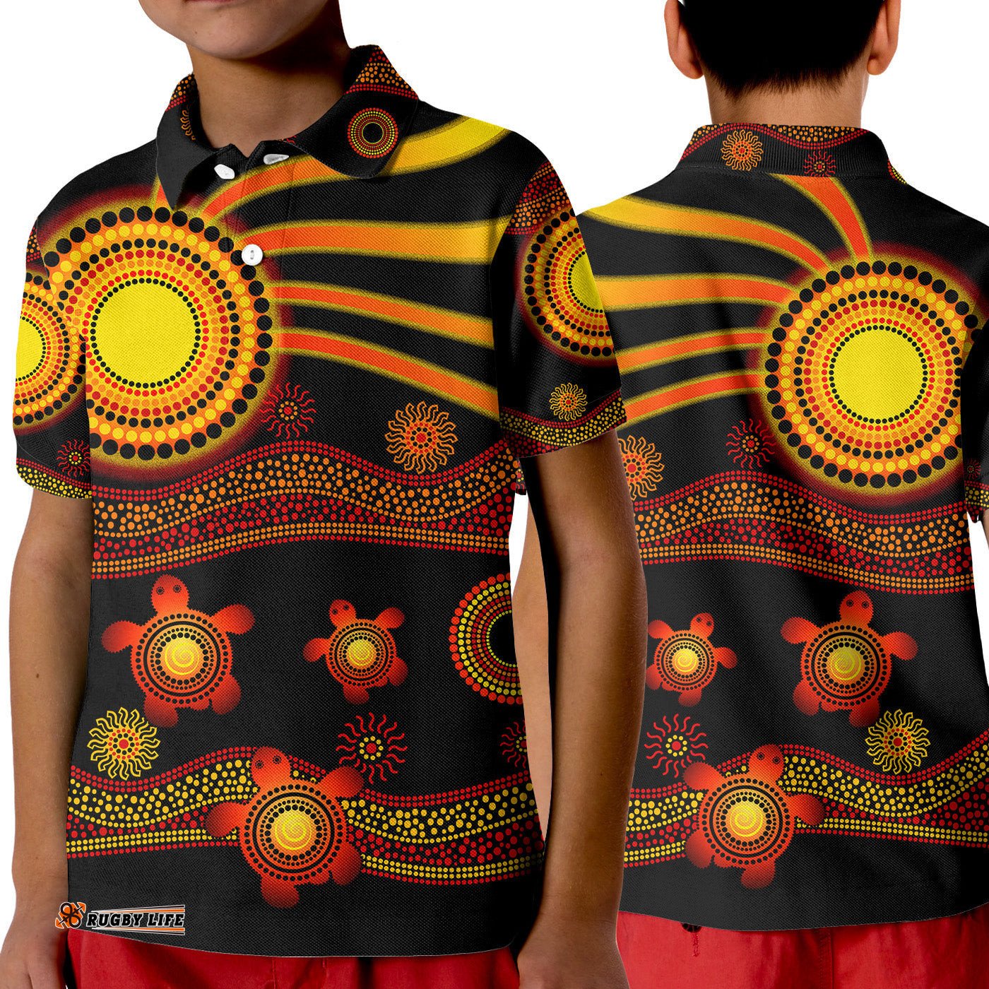 Aboriginal Indigenous Flag Vibes Polo Shirt KID Turtle