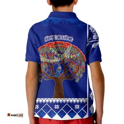 Aotearoa Kirihimete Phutukawa And Silver Fern KID Polo Shirt