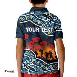 Custom Personalised Anzac Day NRL - Titans Kid Polo Shirt Aboriginal Lizard Patterns
