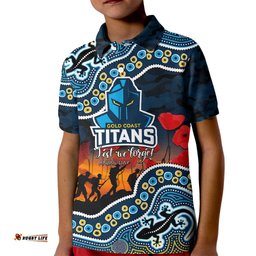 Custom Personalised Anzac Day NRL - Titans Kid Polo Shirt Aboriginal Lizard Patterns