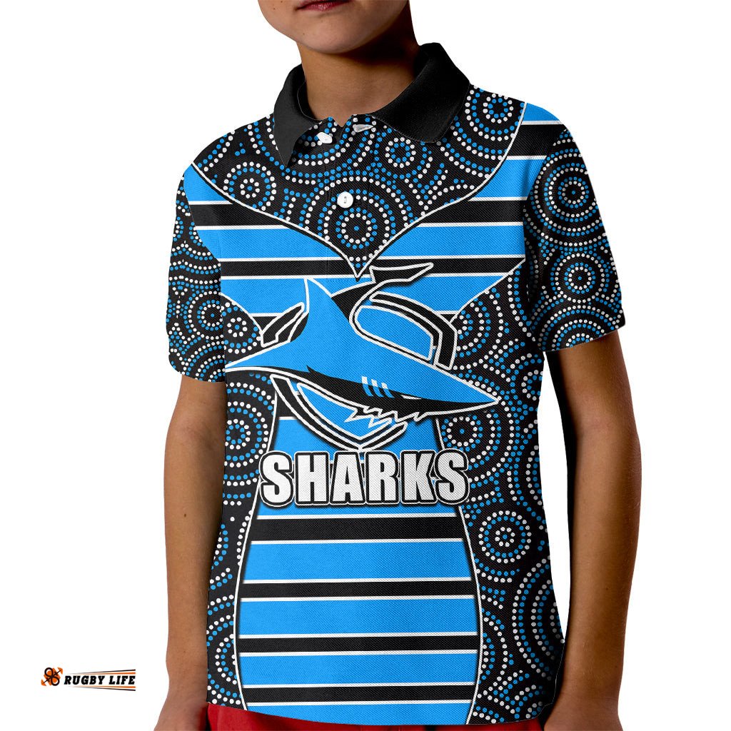 NRL - Sharks Kid Polo Shirt Mix Dot Aboriginal