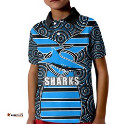 NRL - Sharks Kid Polo Shirt Mix Dot Aboriginal