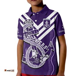 Custom Text And Number Dockers Football Polo Shirt KID Fremantle Anchor Mix Aboriginal Pattern Dynamic Style
