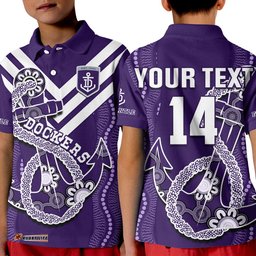 Custom Text And Number Dockers Football Polo Shirt KID Fremantle Anchor Mix Aboriginal Pattern Dynamic Style