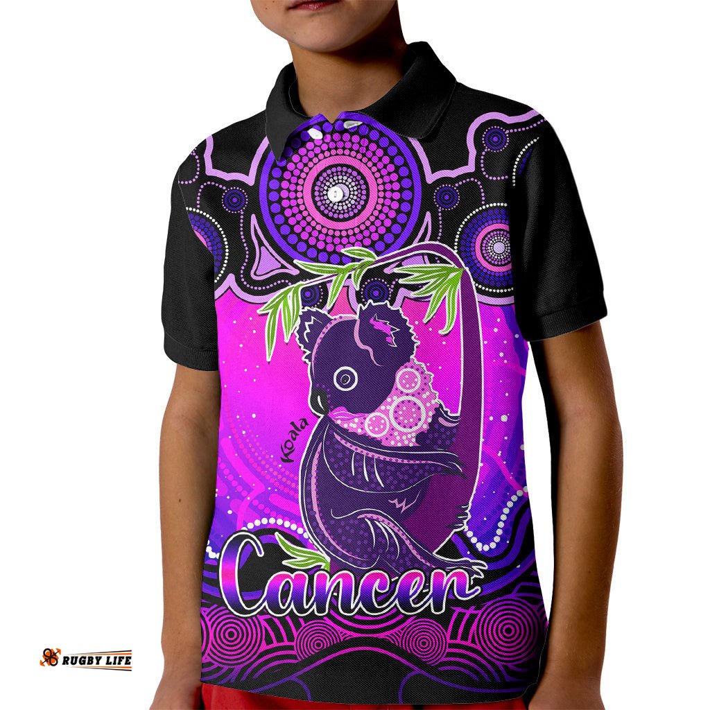 Personalised Australia Cancer Koala Zodiac Kid Polo Shirt Auz Astrology Aboriginal - Magenta