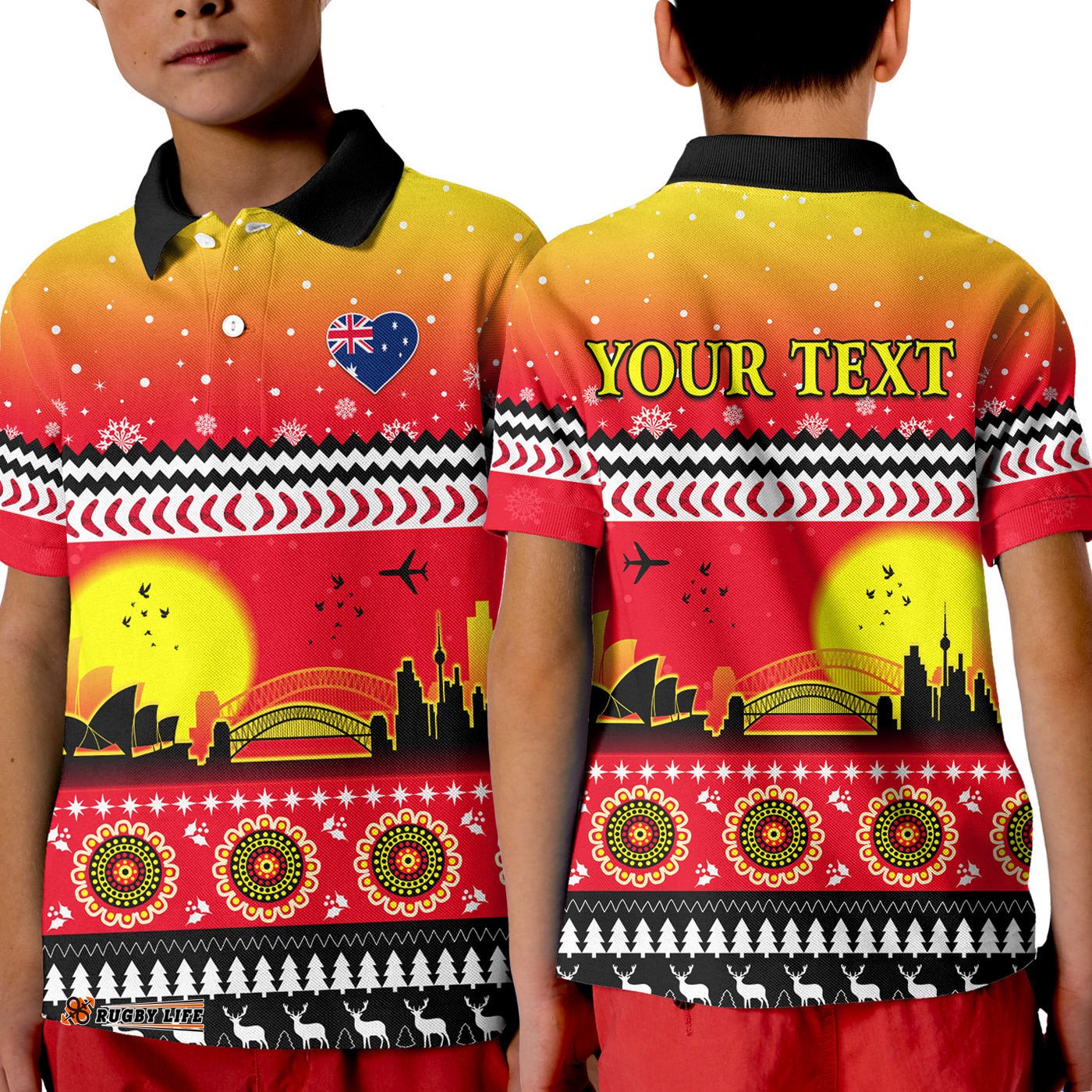 Custom Personalised Australia Christmas Polo Shirt KID Proud Sydney Opera House