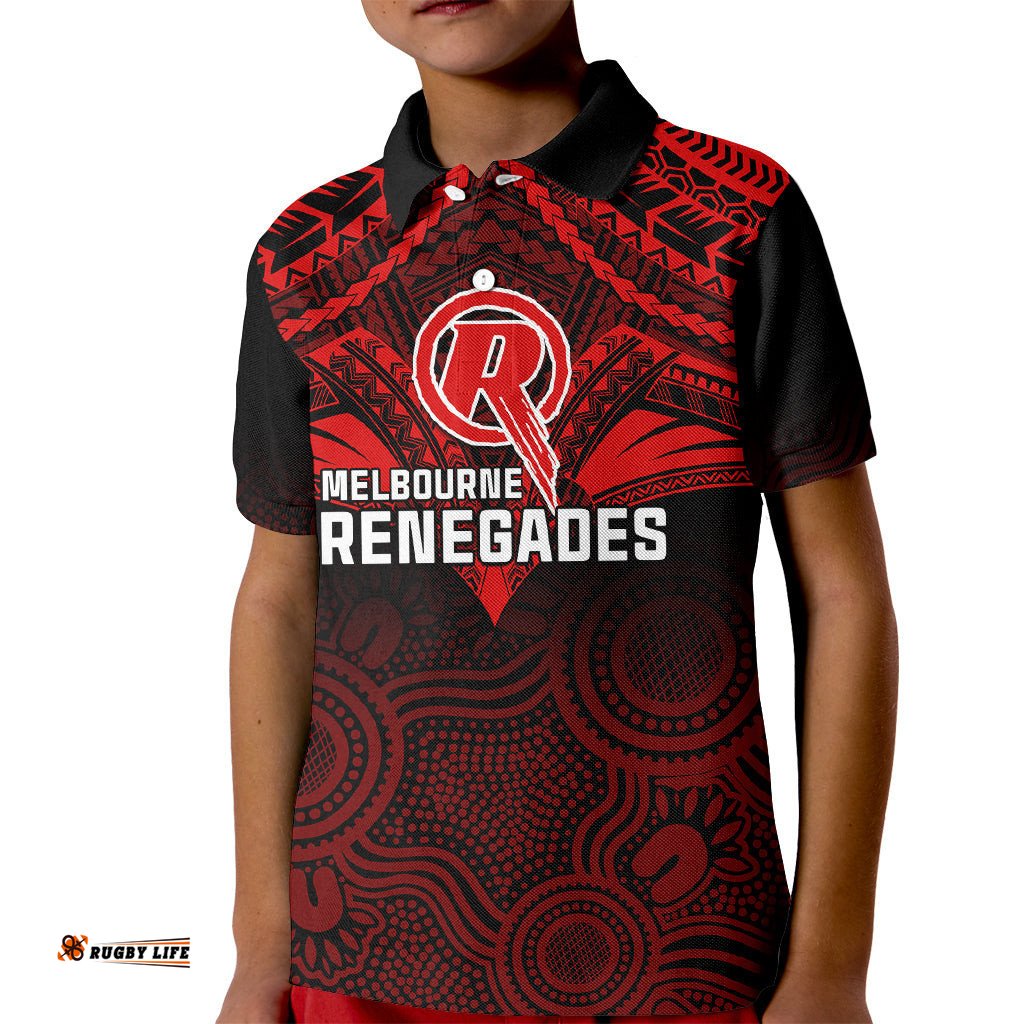 Melbourne Renegades Cricket Kid Polo ShirtUnique Indigenous Art Mix Polynesian Pattern