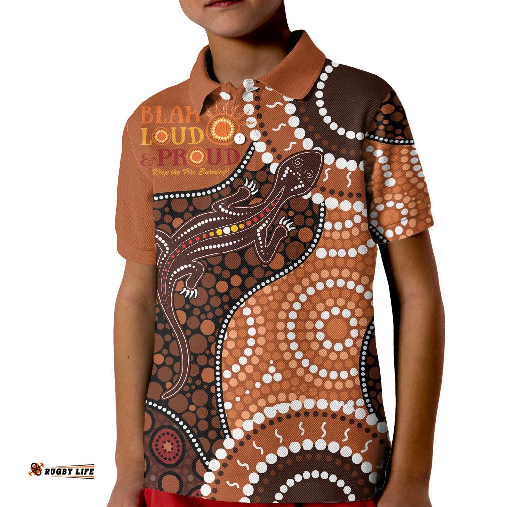 Lizard NAIDOC 2024 Kid Polo Shirt Aboriginal Art Style