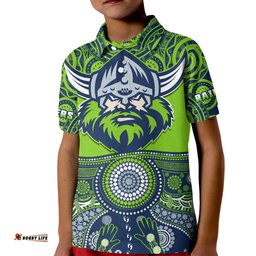 Custom Text And Number Raiders Rugby Polo Shirt KID Aboriginal Pattern