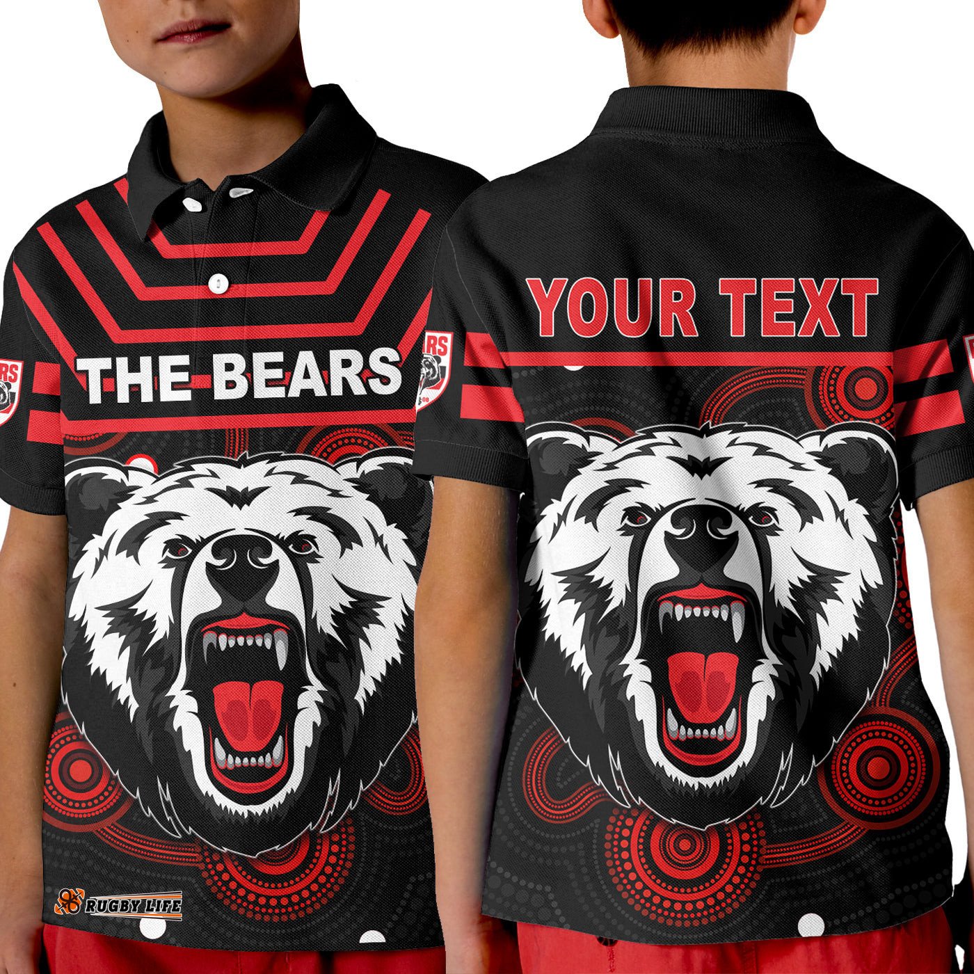Custom Personalised The Bears Indigenous Polo Shirt KID Go North Sydney