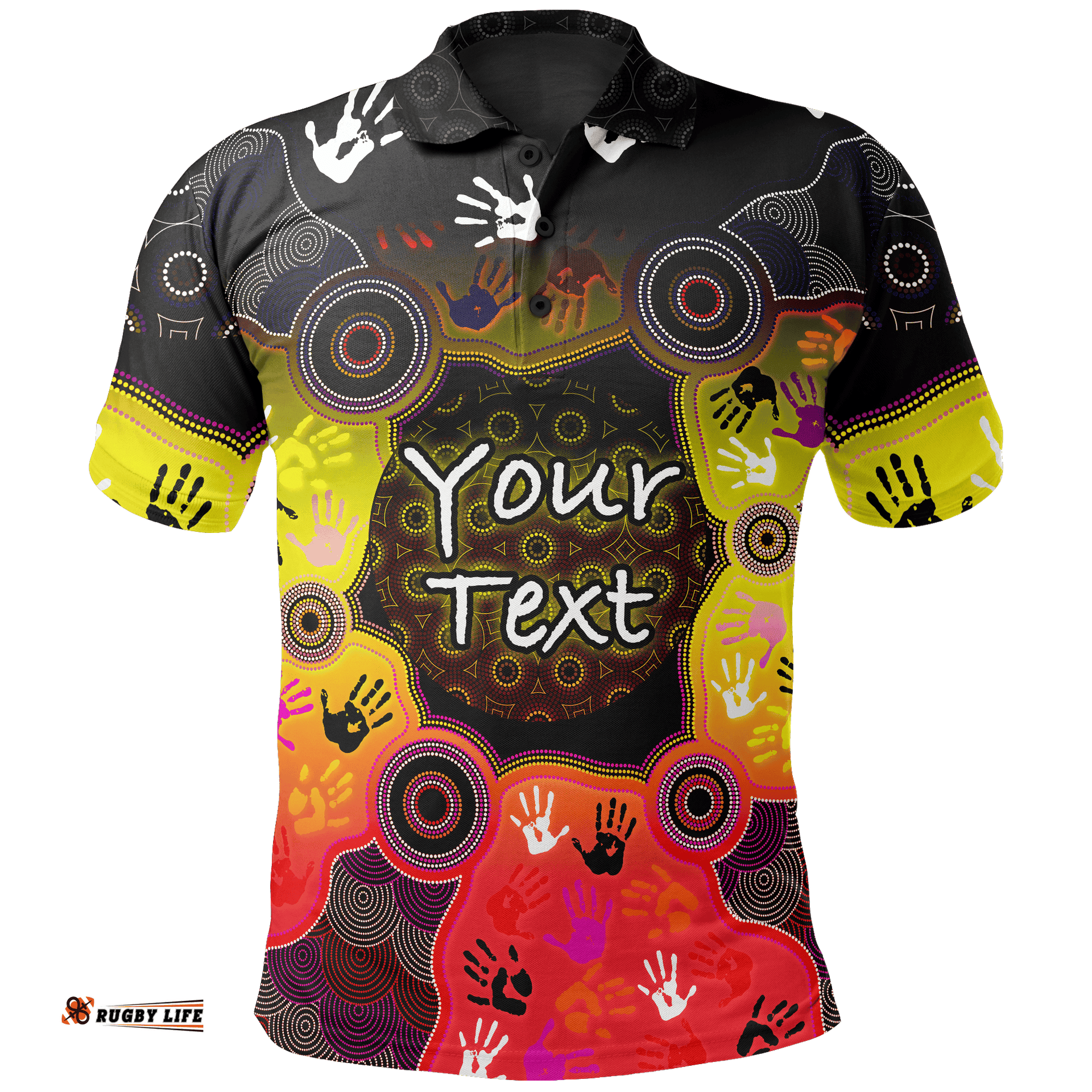 Custom Aboriginal Kid Polo Shirts, Indigenous Circle Dot Painting Hand Art