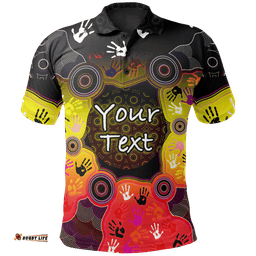 Custom Aboriginal Kid Polo Shirts, Indigenous Circle Dot Painting Hand Art