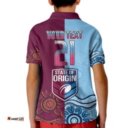 Custom QLD Cane Toad and NSW Cockroach Kid Polo Shirt Aboriginal Inspired Together