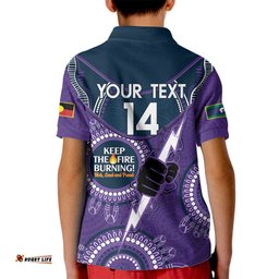 Custom NRL Storm NAIDOC Week Kid Polo Shirt Keep The Fire Burning Indigenous Art