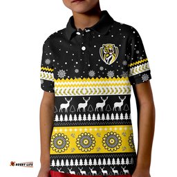 Custom Personalised Tigers Christmas Polo Shirt KID Indigenous Richmond Football