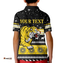 Custom Personalised Tigers Christmas Polo Shirt KID Indigenous Richmond Football