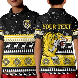 Custom Personalised Tigers Christmas Polo Shirt KID Indigenous Richmond Football