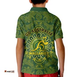Australia Rugby Kid Polo Shirt WallabiesGo Champions Indigenous Art