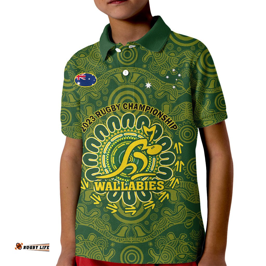 Australia Rugby Kid Polo Shirt WallabiesGo Champions Indigenous Art