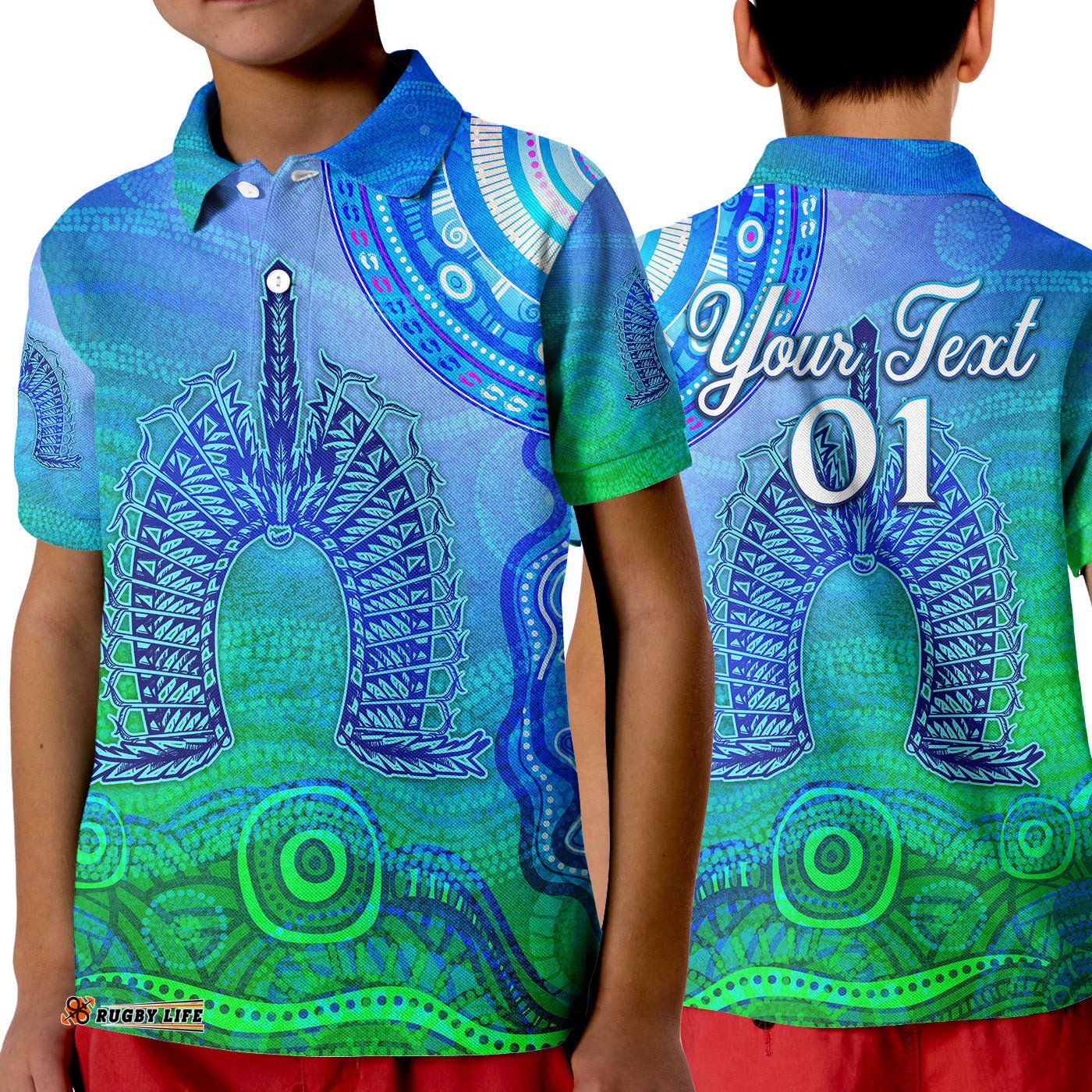 Custom Personalised Aboriginal Torres Strait Islands Polo Shirt KID Wave Vibes