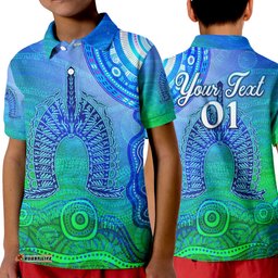 Custom Personalised Aboriginal Torres Strait Islands Polo Shirt KID Wave Vibes