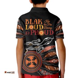 Australia NAIDOC 2024 Kid Polo Shirt Blak Loud and Proud Aboriginal Lizard Art