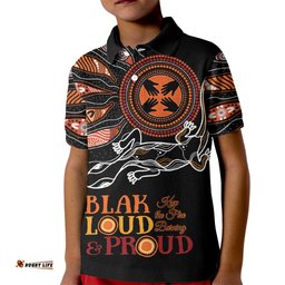 Australia NAIDOC 2024 Kid Polo Shirt Blak Loud and Proud Aboriginal Lizard Art