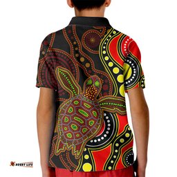 Aboriginal Turtle Kid Polo Shirt Red Style