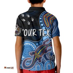 Personalised NAIDOC WeekAFL Crows Kid Polo Shirt Aboriginal Dot Art Lizard Mix Boomerang