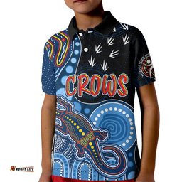 Personalised NAIDOC WeekAFL Crows Kid Polo Shirt Aboriginal Dot Art Lizard Mix Boomerang