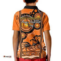 Perth Scorchers Cricket Kid Polo Shirt Happy Australia Day Aboriginal Art