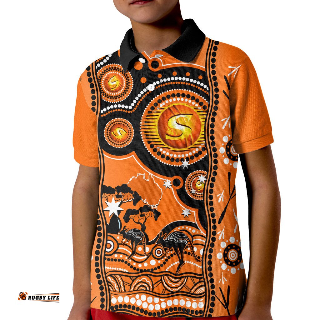 Perth Scorchers Cricket Kid Polo Shirt Happy Australia Day Aboriginal Art