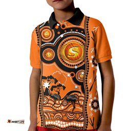 Perth Scorchers Cricket Kid Polo Shirt Happy Australia Day Aboriginal Art