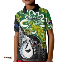 Personalised New Zealand And Australia Kid Polo Shirt Aboriginal Mix Aotearoa Maori Unique Style