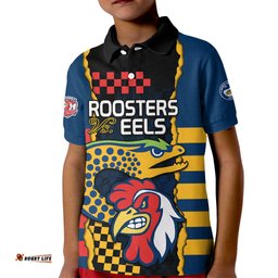 Custom NRL Eels Combine Roosters Rugby Kid Polo Shirt Sporty Style