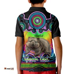Personalised Australia Taurus Wombat Zodiac Kid Polo Shirt Auz Astrology Aboriginal - Rainbow
