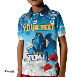 Custom Personalised Titans AnzacPolo Shirt KID Gold Coast Aboriginal White Camouflage